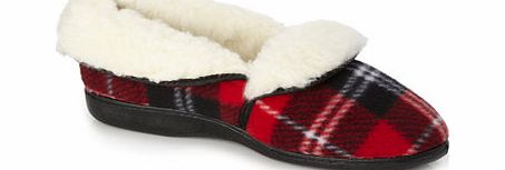 Bhs Red Tartan 4 Way Warm Lined Slippers, red