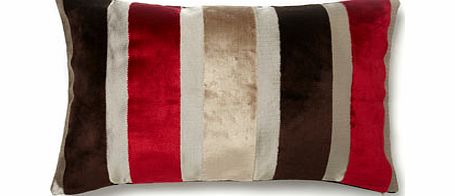 Bhs Red velvet stripe lumbar cushion, red 1857263874