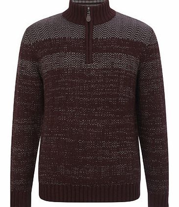 Red Zip Neck Jumper, Red BR53E09FRED