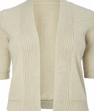 Bhs Sand Cotton Rib Detail Cardigan, natural