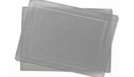 Bhs Set of 2 Silver Rectangle Placemats, silver