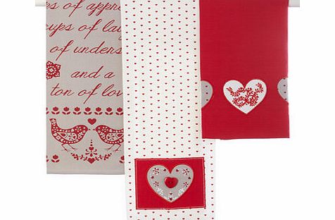 Bhs Set of 3 Family recipe tea towels, red 9575013874