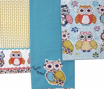 Bhs Set of 3 summer owl tea towels, multi 9578009530