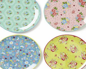 Bhs Set of 4 Vintage Round Side Plates, multi