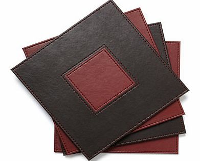 Set of Four Faux Leather Placemats, burgundy