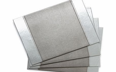 Set of Four Grey Shiny Edge Placemats, grey