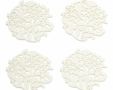 Bhs Set of four vintage felt cutour coasters, cream