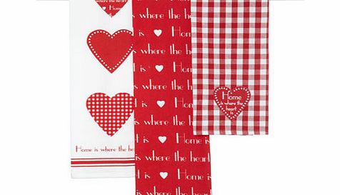 Bhs Set Of Three Red Home Is Where The Heart Is Tea