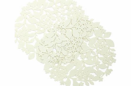 Set of two vintage felt cutour placemats, cream