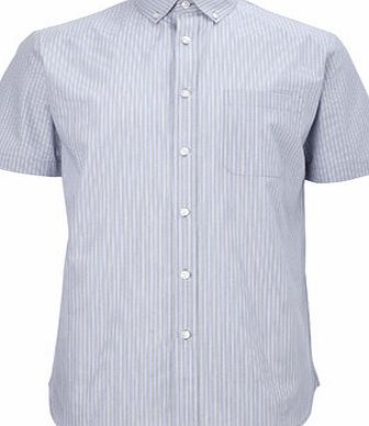Bhs Short Sleeve Blue Stripe Shirt, Blue BR51L01GBLU