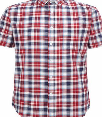 Bhs Short Sleeve Check Shirt, Red BR51A14GRED