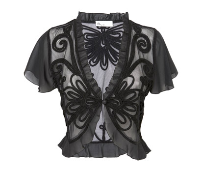 Short sleeve chiffon trim bolero