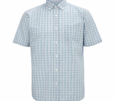 Bhs Short Sleeve Green Checked Shirt, Green
