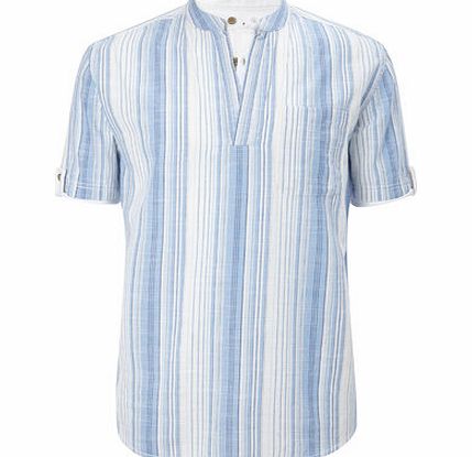Bhs Short Sleeve Kaftan Shirt, Blue BR51A13GBLU
