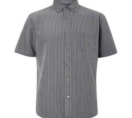 Bhs Short Sleeve Mini Check Shirt, Grey BR51C20FGRY