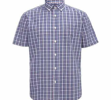 Bhs Short Sleeve Navy Checked Shirt, Blue BR51V04GNVY