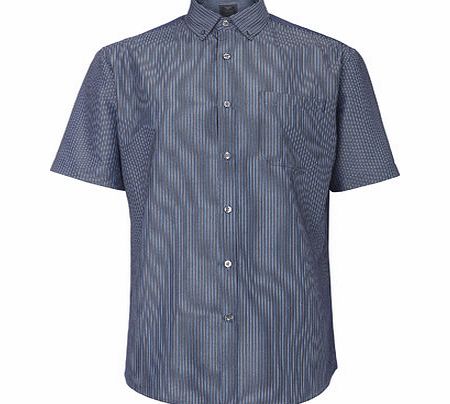 Bhs Short Sleeve Stripe Shirt, Blue BR51S22FBLU