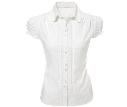 bhs Short sleeve white pleat front shirt