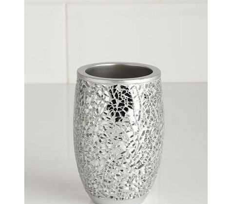 Silver Crackle Mosaic Toothbrush Holder, silver