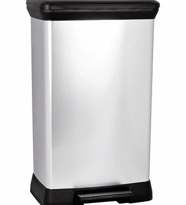 Bhs Silver Curver 50L Deco Pedal Bin, silver