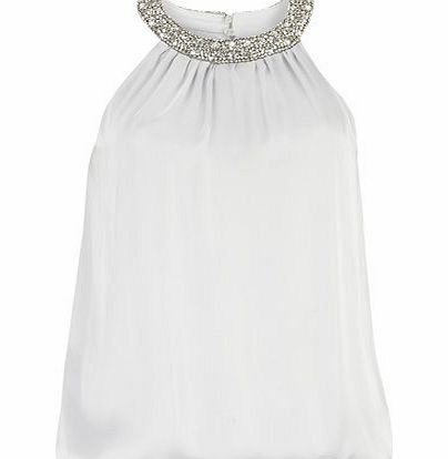 Bhs Silver Embellished Bubble Top, silver 19129250430