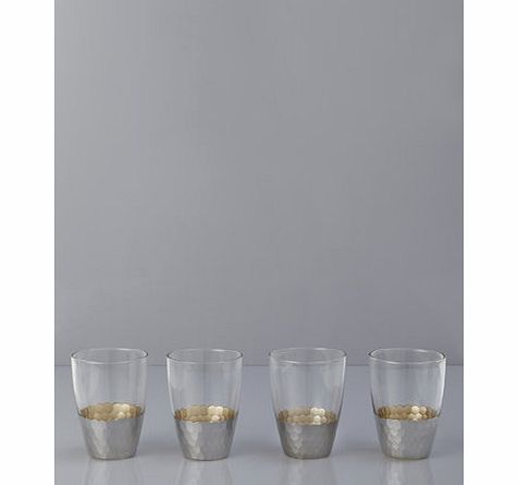 Bhs Silver hammered set of 4 tumblers, clear