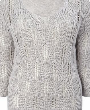 Bhs Silver Leaf Pointelle Jumper, silver 588330430