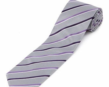 Silver Purple Club Stripe Tie, Grey BR66D04CGRY