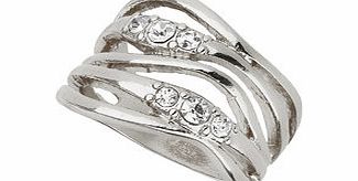 Bhs Silver Rhinestone Wave Ring, crystal 12178960240