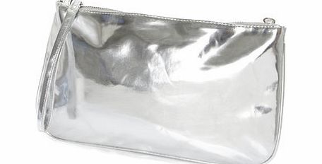 Silver Simple Zip Clutch Bag, silver 3126200430