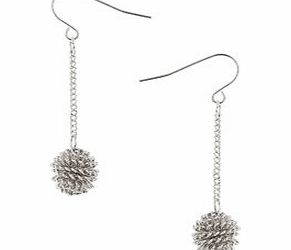 Bhs Silver Textured Bead Drop Earrings, silver