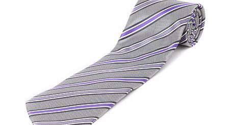 Bhs Sliver Grey Purple Stripe Tie, Grey BR66D01GGRY