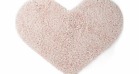 Bhs Soft pink chenille heart mat, pink/white