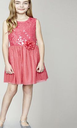 Bhs Sorbet Pink Sequin Corsage Dress, sorbet pink