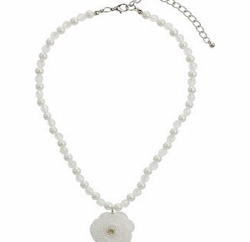 Bhs Sparkle Flower and Pearl Necklace, cream multi