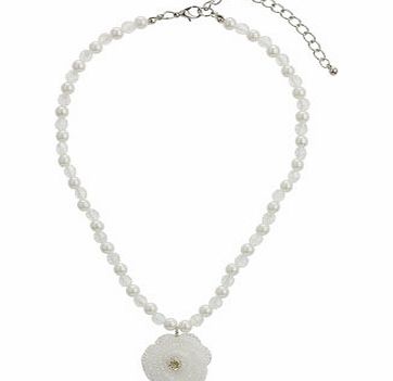 Bhs Sparkle Flower and Pearl Necklace, cream multi