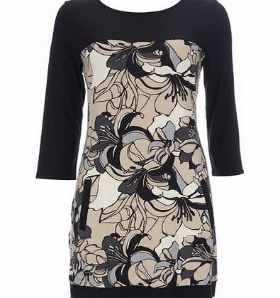 Bhs Stone Floral Print Tunic, stone 12035412730