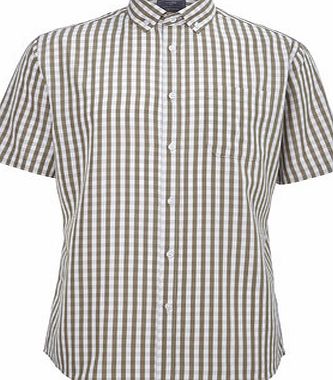 Bhs Stone Gingham Soft Touch Shirt, Cream BR51S16GNAT