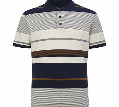 Stone Stripe Jersey Polo Shirt, NATURAL