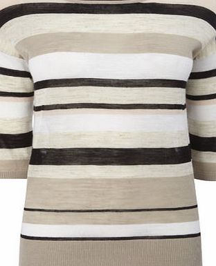 Bhs Stone Stripe Linen Jumper, stone 588500263