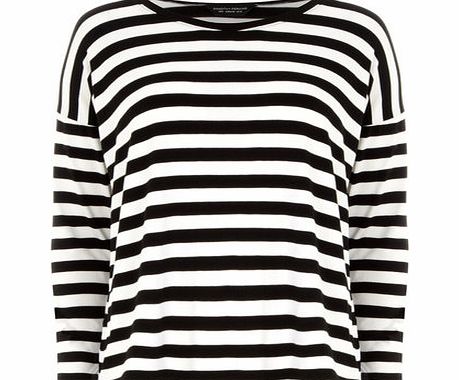Bhs Stripe Jersey Drop Shoulder Top, black 19121778513