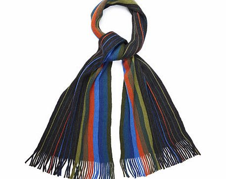 Bhs Stripe Rochelle Knit Scarf, Orange BR63S15FORG