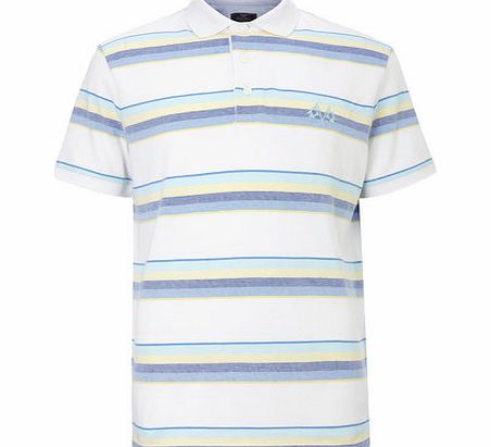 Bhs Striped Pique Polo Shirt, White BR52P37GWHT