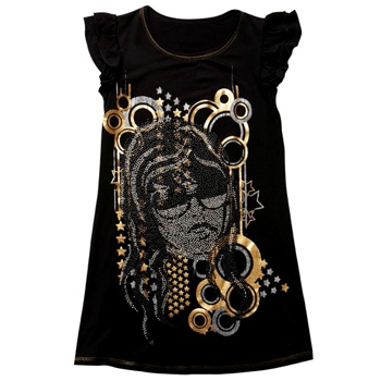 Stud face print waterfall sleeve tee