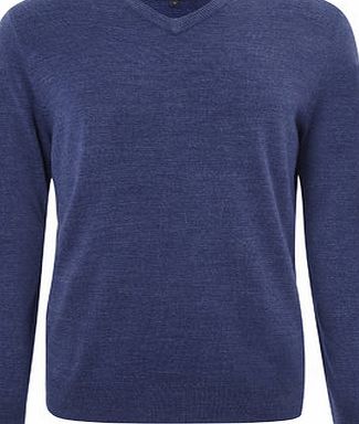 Bhs Supersoft Blue V Neck Jumper, MID BLUE BR53A14GBLU
