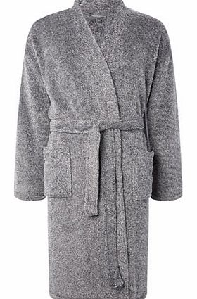 Bhs Supersoft Grey Kimono Dressing Gown, Grey