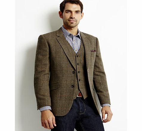 Bhs Tailored Brown Herringbone Check Jacket, Brown