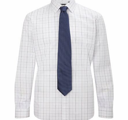 Bhs Tailored Three Colour Grid Check Shirt, Purple
