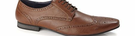 Tan Leather Look Formal Shoes, BROWN BR79F07FNAT