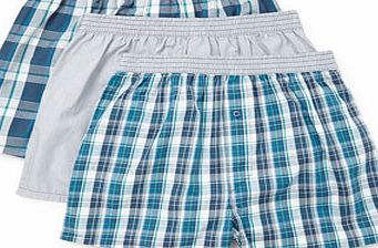 Bhs Teal 3 Pack Check Woven Boxers, Teal BR60W01EGRN